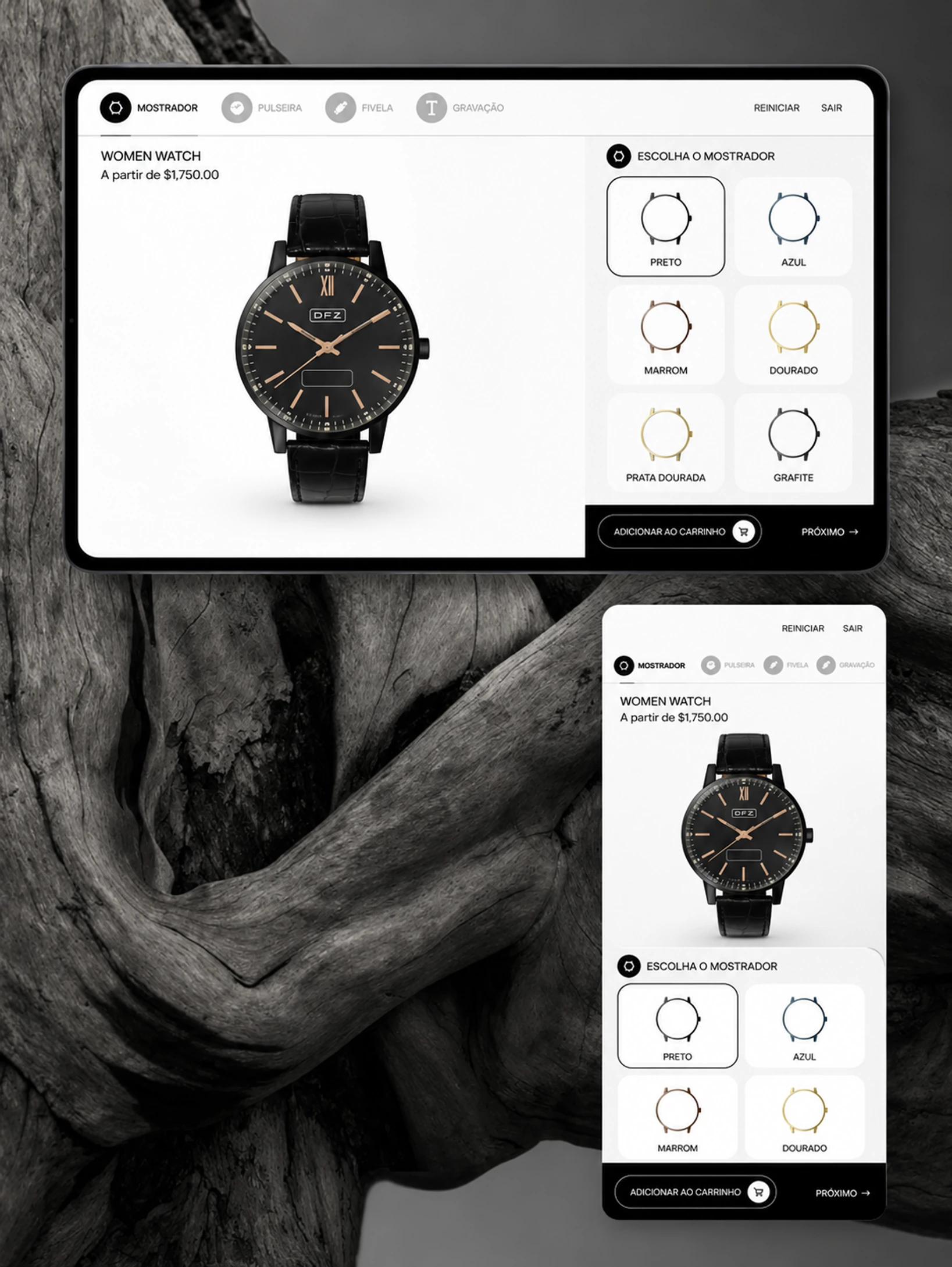 Personalização de relógio na DFZ Watch