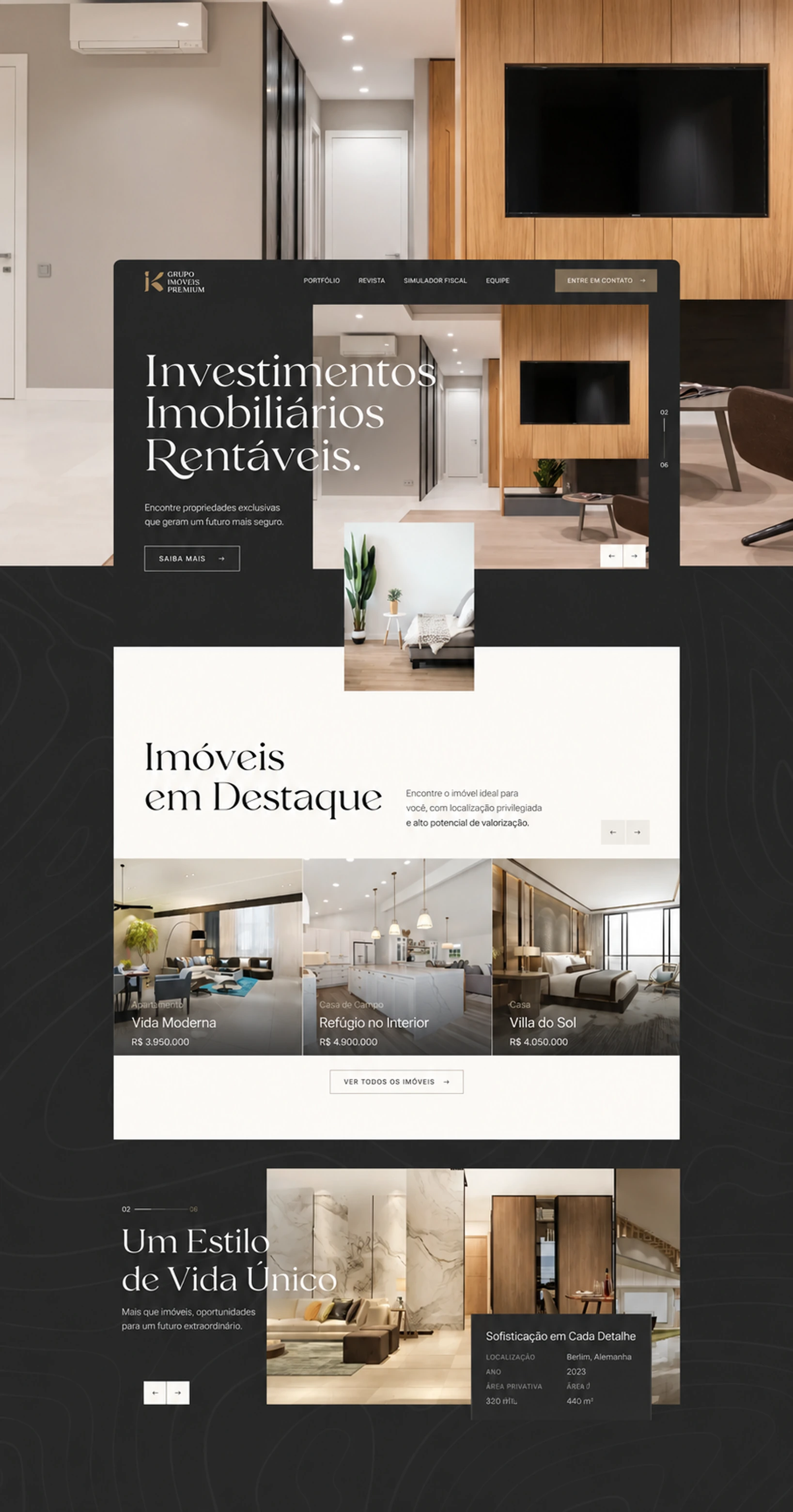Página inicial do site da Domus Immobilien Kultur