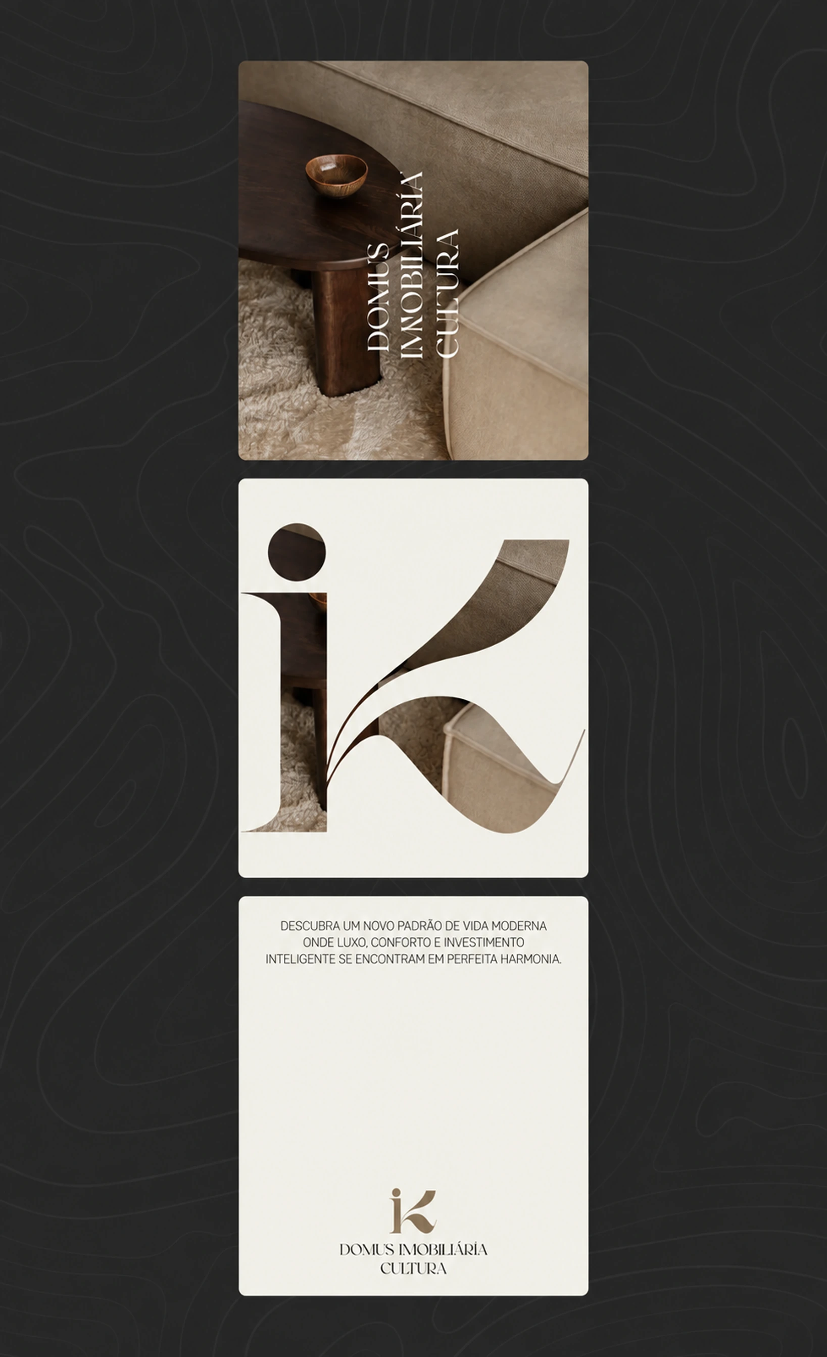 Sistema visual do site da Domus Immobilien Kultur