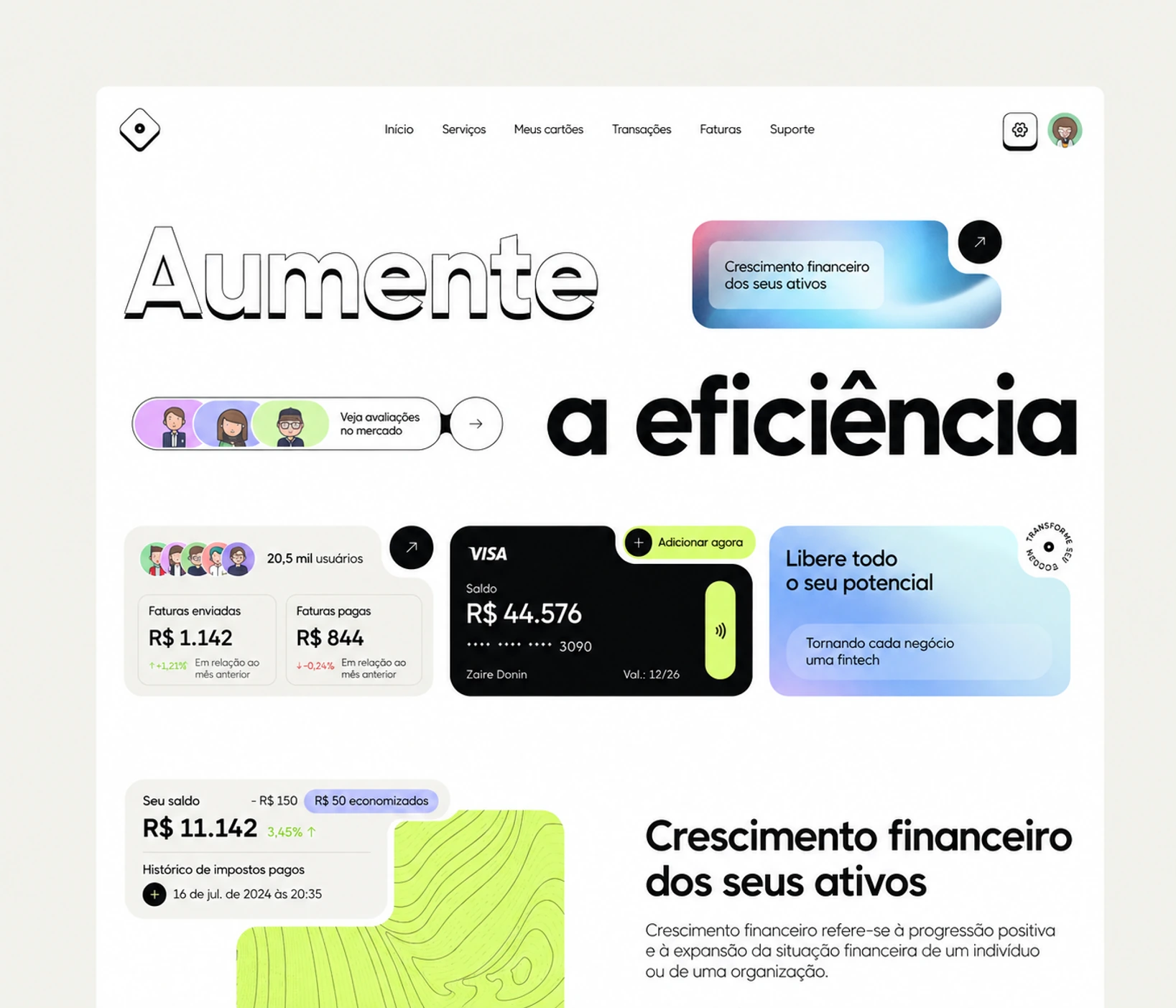 Sistema de componentes da interface da Finora