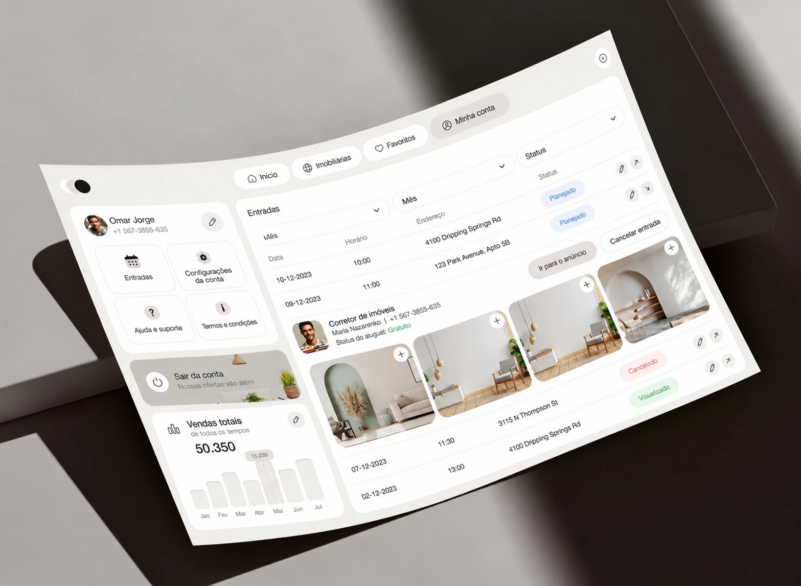 Busca e filtros de imóveis do Loftloom