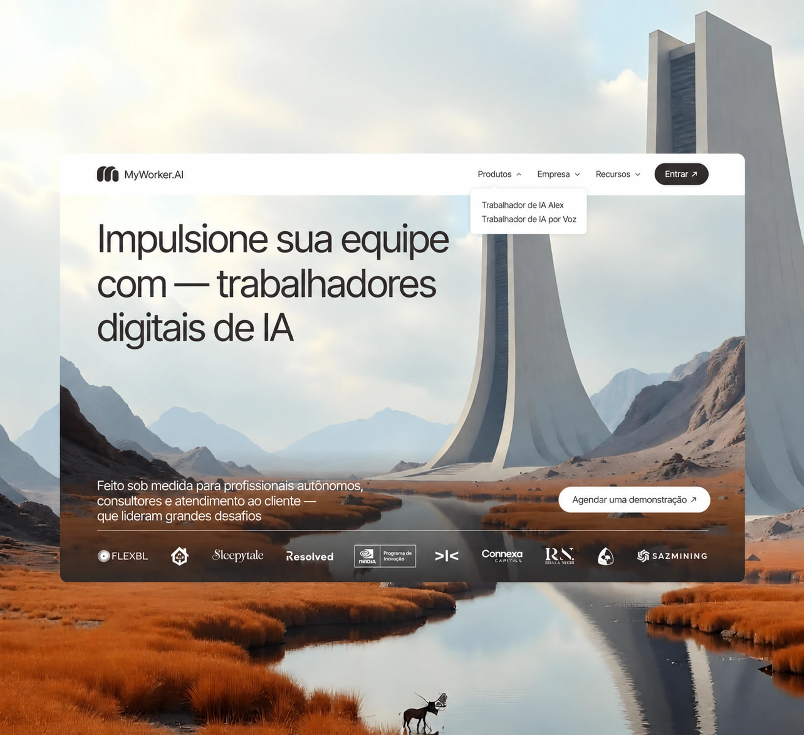 Página inicial da plataforma MyWorker AI