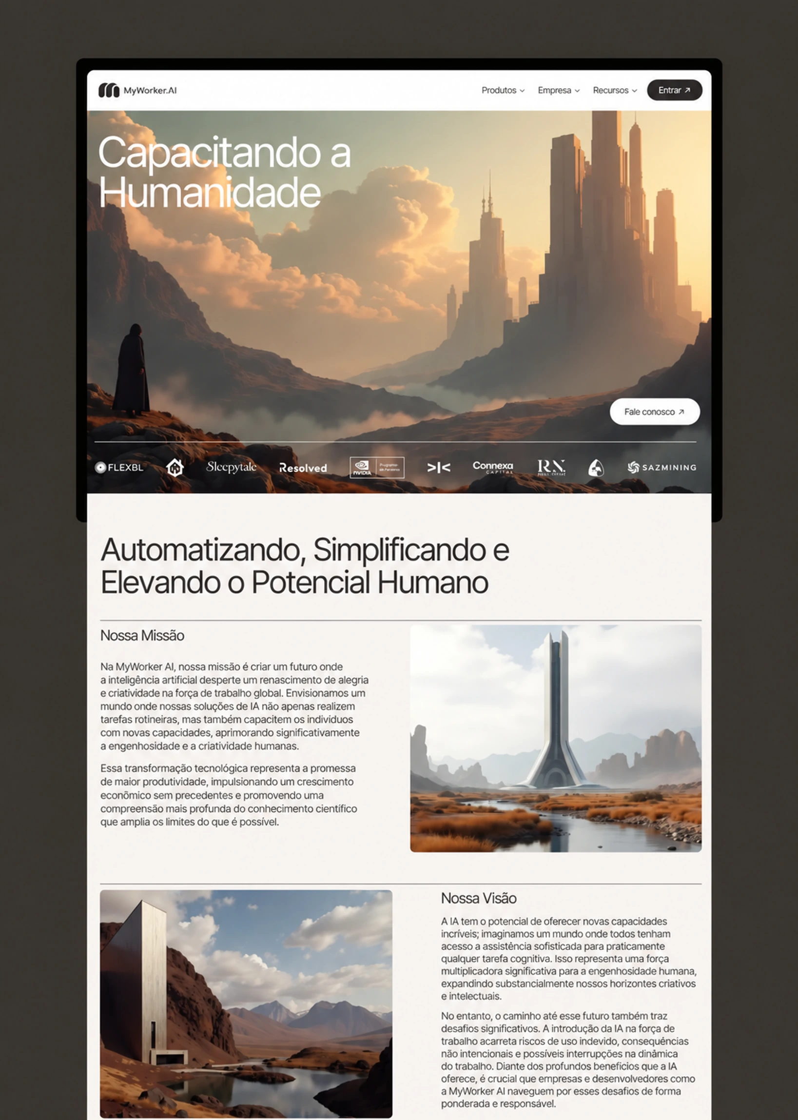 Detalhes da experiência e da interface MyWorker AI