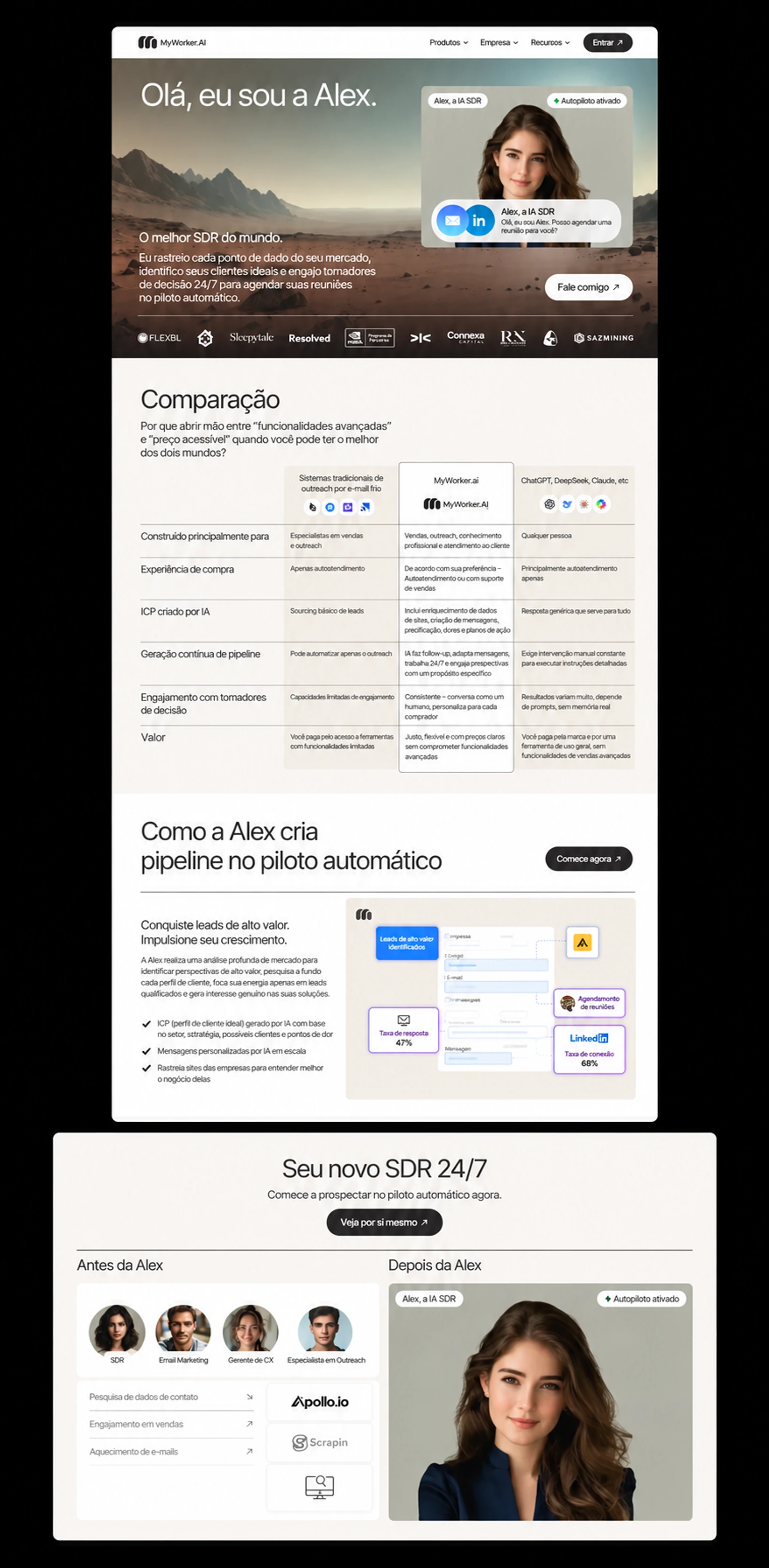 Sistema visual e componentes da MyWorker AI