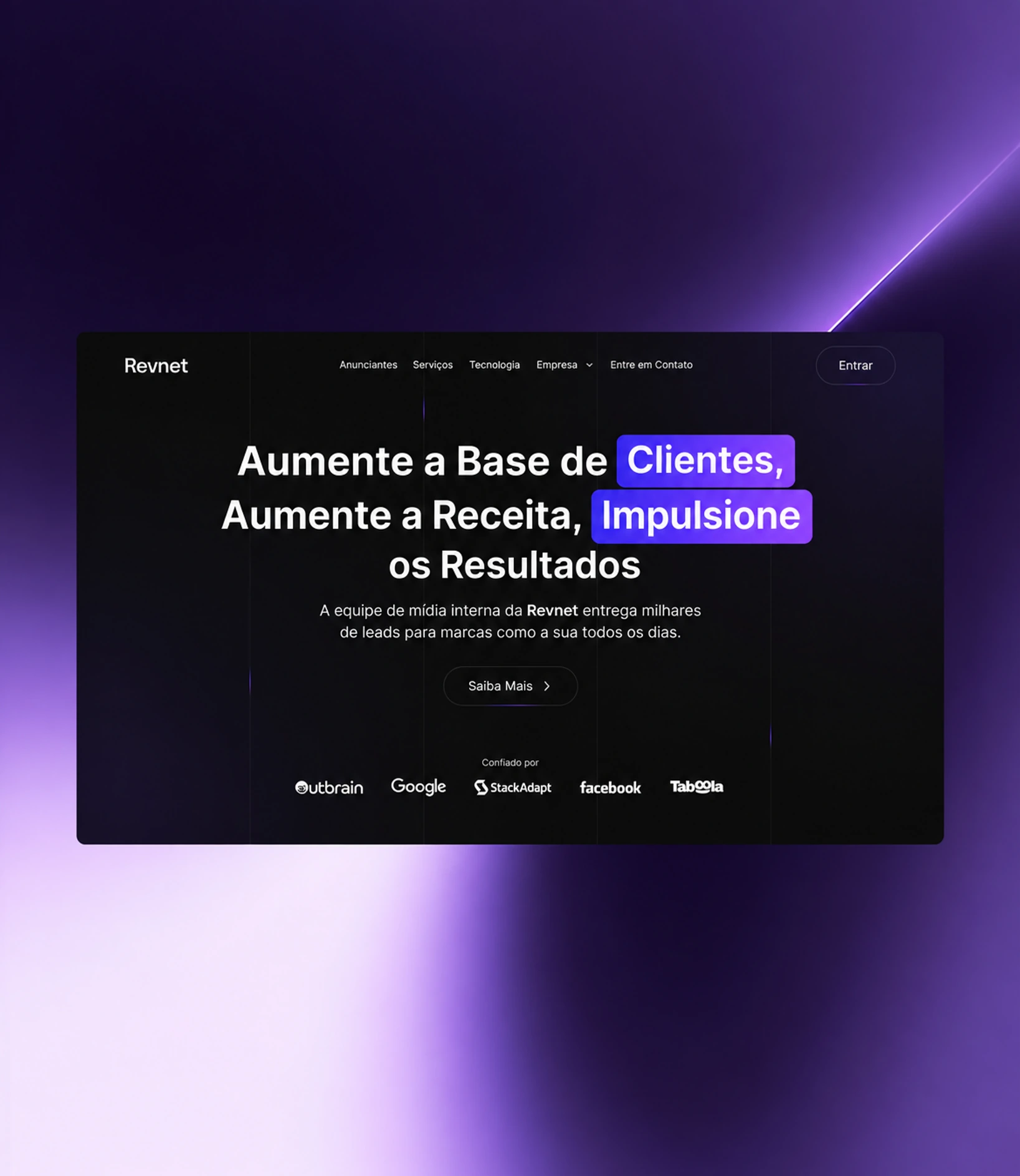 Página inicial do site da Revnet