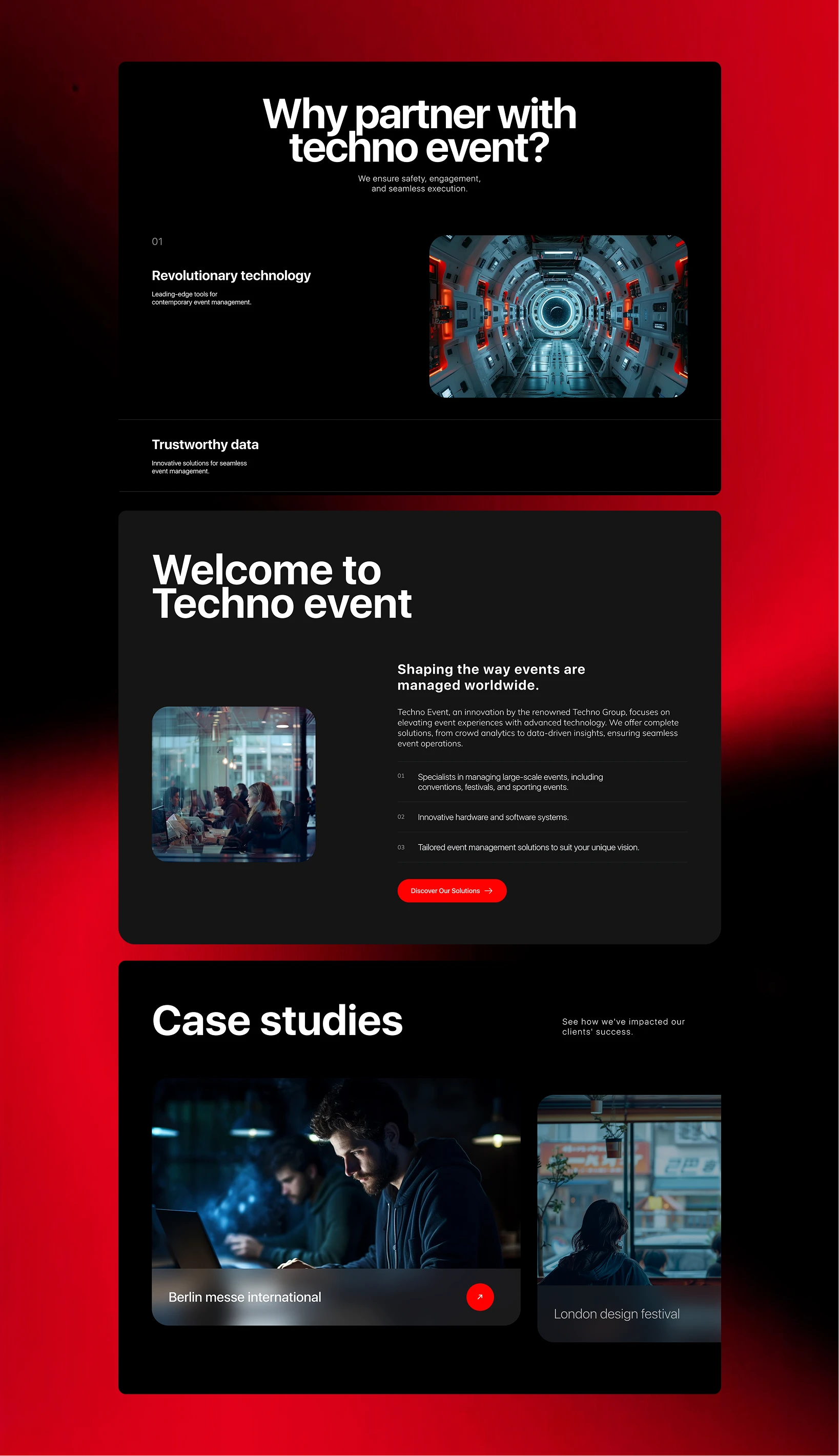 Seção de recursos do site da Techno