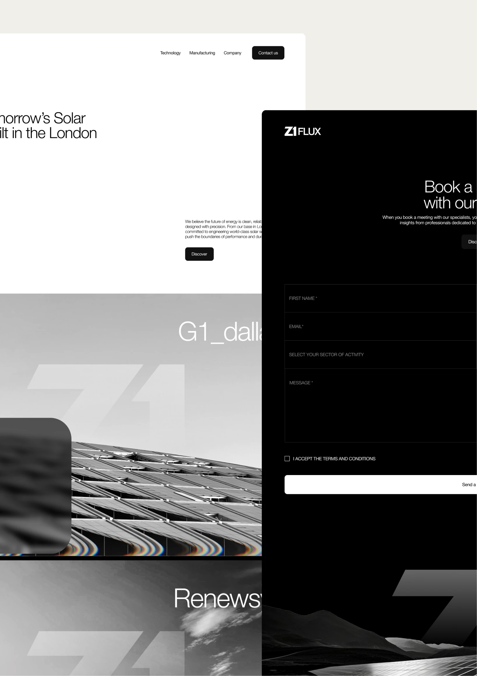 Detalhe do sistema visual da Z1Flux Solar